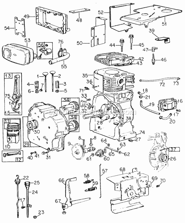 Engine Diagram and Parts List for 482 144-482-100, 143-482-399, 144-482-399, 205058 Cub Cadet Lawn Tractor